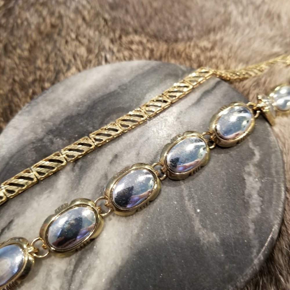 Vintage Gold and Silver Shaped Bracelets